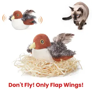 Cat Toys Flapping Bird (DON'T FLY), Lifelike Chirping Cat Kicker (DON'T FLY), Rechargeable Touch Activated Interactive Kitten Toy