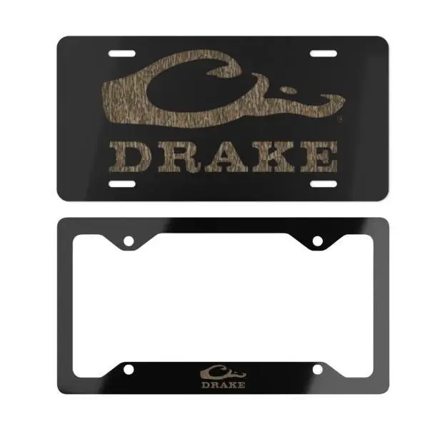 Drake Camo Logo License Plate & Frame – Stylish Car Accessories Set for Hunters & Outdoor Lovers, Car Accessories