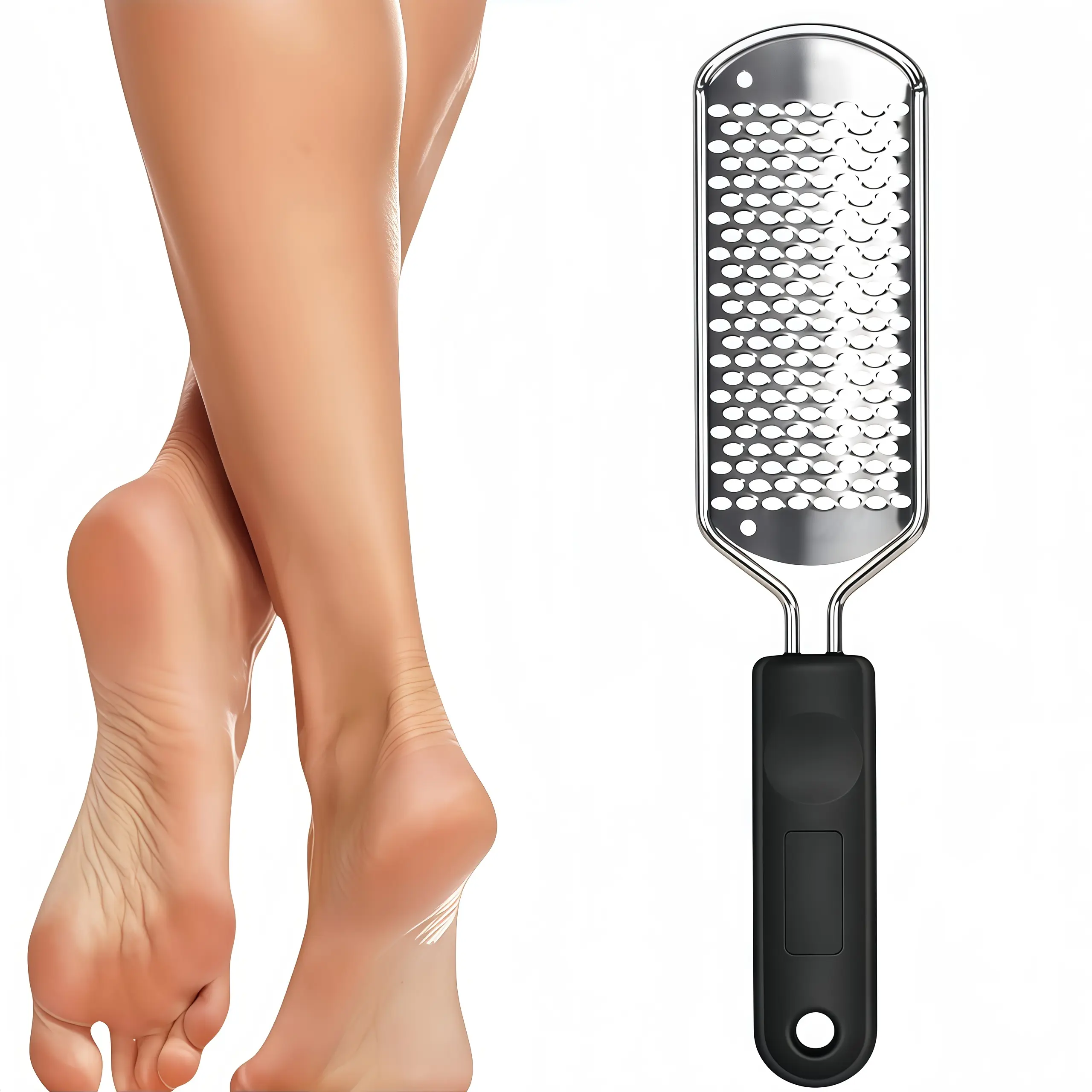 LMMAKE 1PC Professional Stainless Steel Foot File - Detachable, Washable & Reusable for Effective Dead Skin Removal., Foot Exfoliator, Callus Remover For Feet, Scrubber, Cleaning