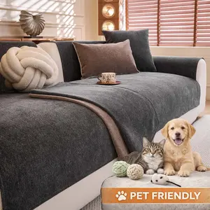 Soft Chenille Sofa Cover, Pet-Friendly Couch Protector, Machine-Washable Furniture Seat Pad, Non-Slip Backing, Available in Multiple Colors, Cozy Modern Sofa Cover for Sectionals, Loveseats, and 3-Seater Sofas.