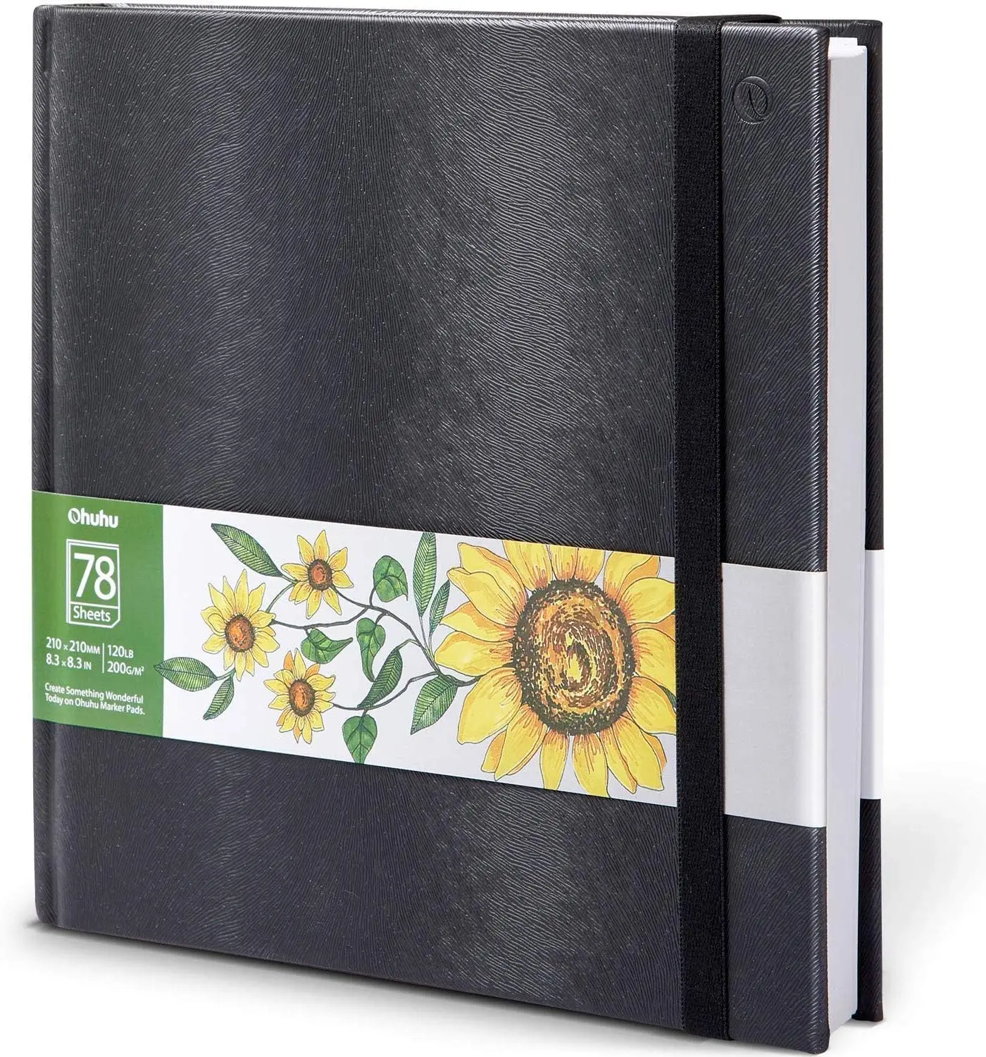 Ohuhu Marker Pad Art Sketchbook: 8.3"x8.3" Marker Paper Pad Art Sketchbook for Drawing and Sketching Square Sketch Book - 120 LB/200 GSM Smooth Drawing Paper - 78 Sheets/156 Pages - PU Hardcover Sketch Pad for Alcohol Markers - Marker Pad Series of Ohuhu