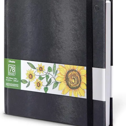 Ohuhu Marker Pad Art Sketchbook: 8.3"x8.3" Marker Paper Pad Art Sketchbook for Drawing and Sketching Square Sketch Book - 120 LB/200 GSM Smooth Drawing Paper - 78 Sheets/156 Pages - PU Hardcover Sketch Pad for Alcohol Markers - Marker Pad Series of Ohuhu