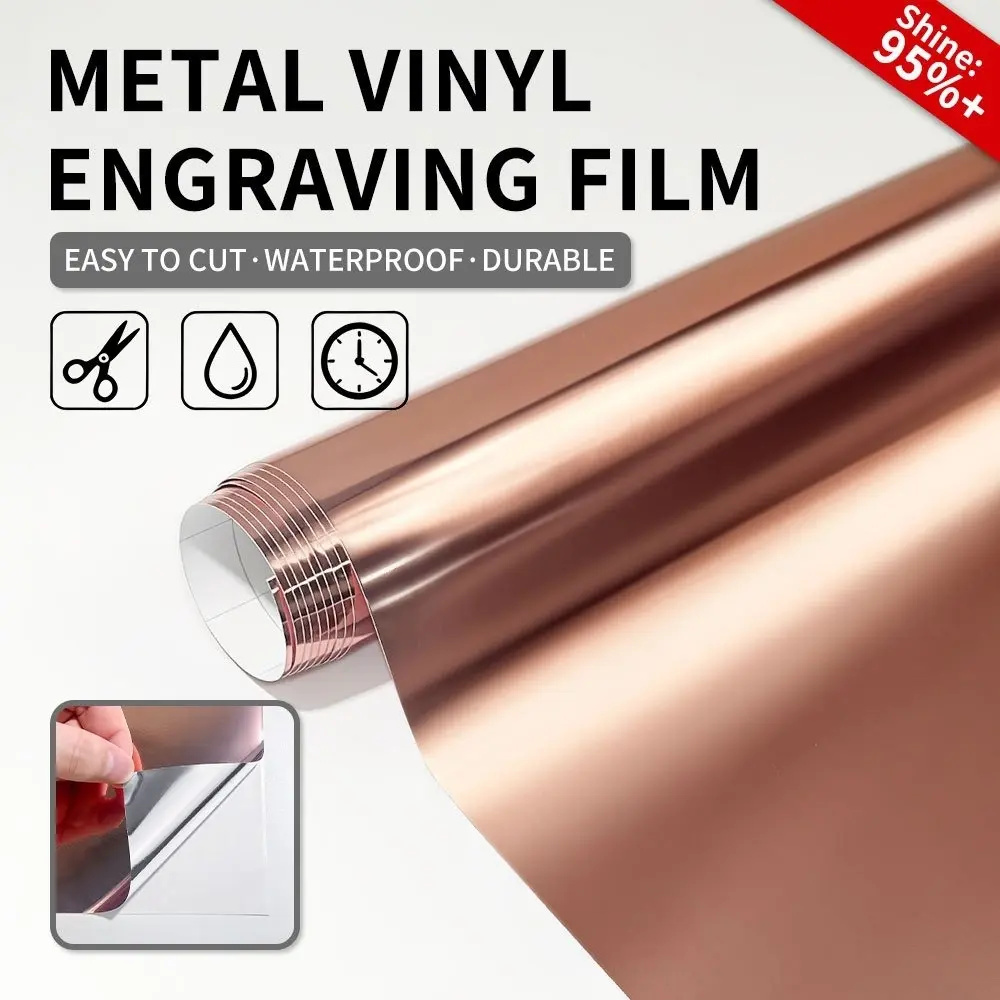 1Roll Rose Gold Permanent Adhesive Vinyl, High-adhesion, Residue-free Lettering Film, Stickers, Suitable for Silhouettes, Coffee Mugs, Glasses, Crafts, Logos, Automotive, and Home Decor, Compatible with Cutting Machines, Gifts for Craft Enthusiasts