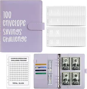 100 Envelopes Challenge Binder 100 Envelopes Money Saving Challenge Budget Binder Savings Challenge Book Easy and Fun Way to Save $5,050 for Home,Office,School,Purple (Purple)
