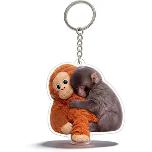 BloomWish S Punch The Monkey Keychain Cute 2D Plush Punch Monkey Keychain Purse Bag Charms Car Key Rings Accessories Gift of Love
