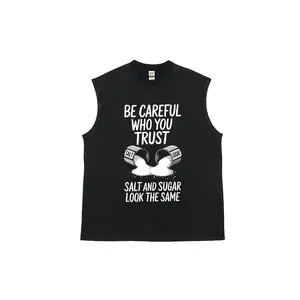 Funny "Be Careful Who You Trust" Tank Top, Salt And Sugar Meme Graphic Vest, Humorous Sarcastic Unisex Casual Streetwear Sleeveless Tee