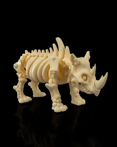 Articulated 3D Printed Skeleton Rhino - Movable Rhinoceros Model, Gothic Skeleton Decor