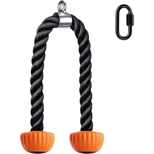 Tricep Rope W/Rubber Ends Cable Machine Attachments for Gym, 28"/36" Universal Triceps Pull Down Rope for Pulley System Home Gym Workout Fitness
