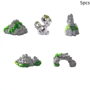 5pcs Micro Landscape Creative Mountain Fake Hill DIY Decorative Accessories Aquarium Mini Ornament, Unique Home Decoration Items
