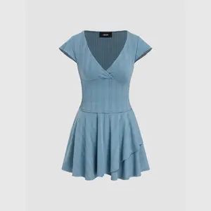 Cider [size 2-10] V-neck Crop Top & Ruffle Hem Mini Skirt