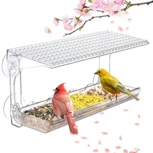 Outdoor window-mounted bird feeder, transparent design, equipped with strong suction cups, plastic birdhouse that requires no drilling, garden animal house. Garden decoration tool, specialized gardening tool