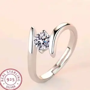 925 Sterling Silver Ring with Cubic Zirconia Adjustable Size