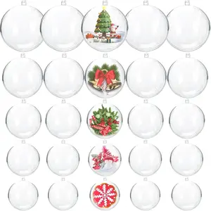 25 count Clear Plastic Fillable Ornaments,  Clear Plastic Ornaments Balls, DIY Bath Bomb Mold for Christmas, Wedding, Party,  Decor (5 Size, 30mm, 40mm, 50mm, 60mm, 70mm)