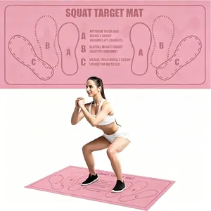 Large Squat Target Mat 4mm Thick Non Slip Alignment Markers for Leg Ab Workouts Home Gym Fitness Mat Portable Lightweight Exercise Mat for Men Women fathersdaygift