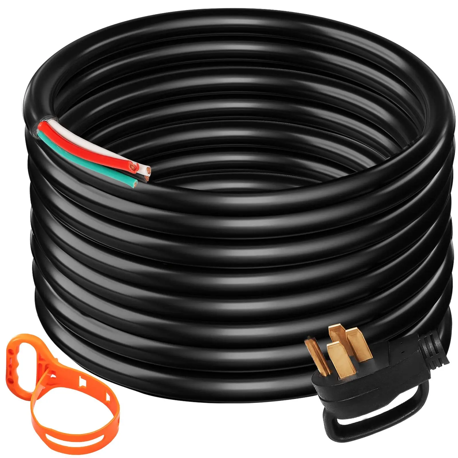 15 Ft 50 Amp Generator Extension Cord, 4-Wire 6-Gauge STW 6/3 + 8/1, 125/250V Power Cable With N14-50P Plug And SS2-50R Receptacle, Portable Handle, Heavy Duty, Outdoor RV And Backup Power Cord