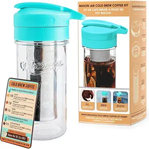 Cold Brew Makers Kit - Deluxe Iced Coffee Maker with Glass Pitcher & Stainless Steel Mesh Filter - Easy Pour Fridge Cold Brewer System