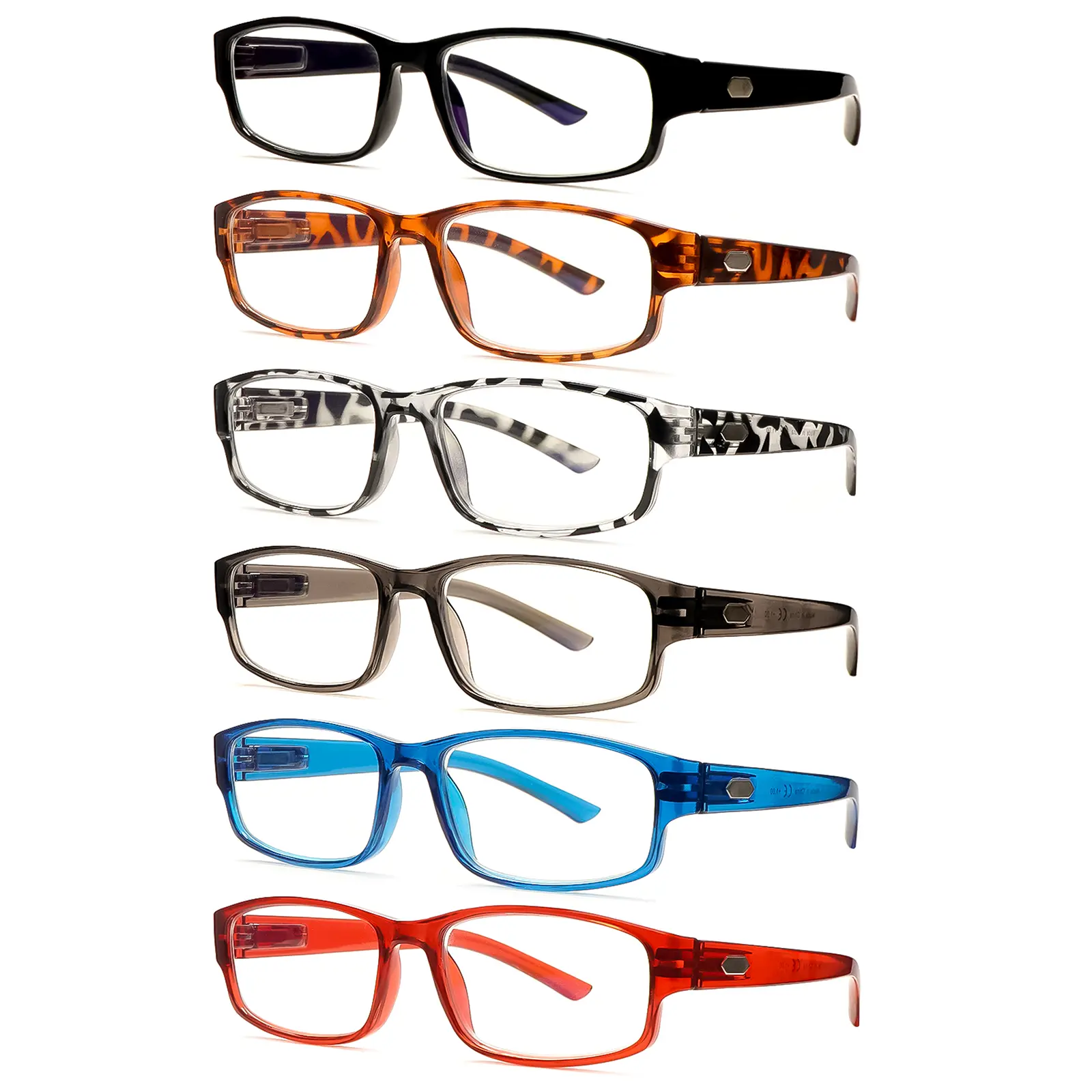 6 Pack Reading Glasses for Women Men Blue Light Blocking Computer Readers UV Glare Spring Hinge Durable Lightweight Eyeglasses Daily Mix Color