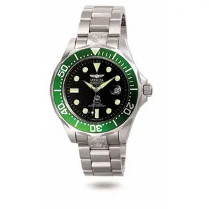 Invicta 3047 Men's Stainless Steel Bracelet Automatic Grand Diver Green Bezel Date Watch