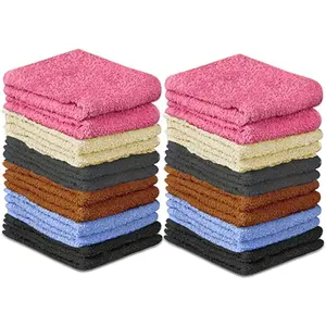 100% Cotton Washcloth Set – Ultra Soft, Light-Weight, Highly Absorbent, 12x12 Multi-Color Towels – Pack of 24 Face Cloths for Bathroom, Gym, Spa & Travel Use