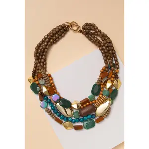 Rosie Multi-Layer Beaded Necklace with Mixed Beads