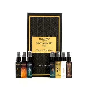 BellaVita Luxury's Discovery Gift Set for Men | 7x8 ml Micro Perfumes | CEO Man, GOAT Man, Klub Man, Skai, Ocean Man, White Oud, Gold Oud BellaVita Luxury's Discovery Gift Set for Men | 7x8 ml Micro Perfumes | CEO Man, GOAT Man, Klub Man, Skai, Ocean Man, White Oud, Gold Oud