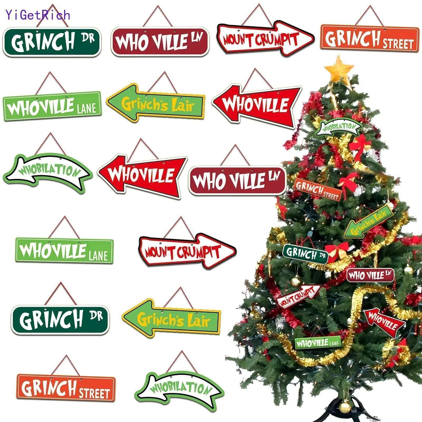 Christmas Tree Decorations - 16Pcs Grinchs Christmas Tree Hanging Ornament Holiday Xmas Grinchs Grinchs Christmas Decor Gifts
