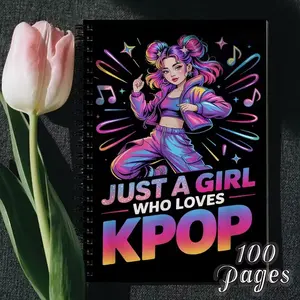 Kpop Girl Group Theme Notebook, Cute Korean Drama Anime Cover with K-Pop Idol Pattern, Spiral Bound Journal for Lyrics, Dance Choreography, Diary Writing, Girly Office Supplies