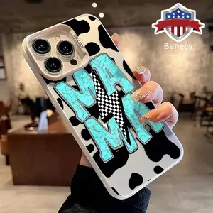 Case for iPhone 15 16 14 Pro Max 13 12 11 XR XS Plus Cow Skin Mama Pattern Matte Shockproof Anti-Scratch Stylish Smartphone Cover Cellphone Protective