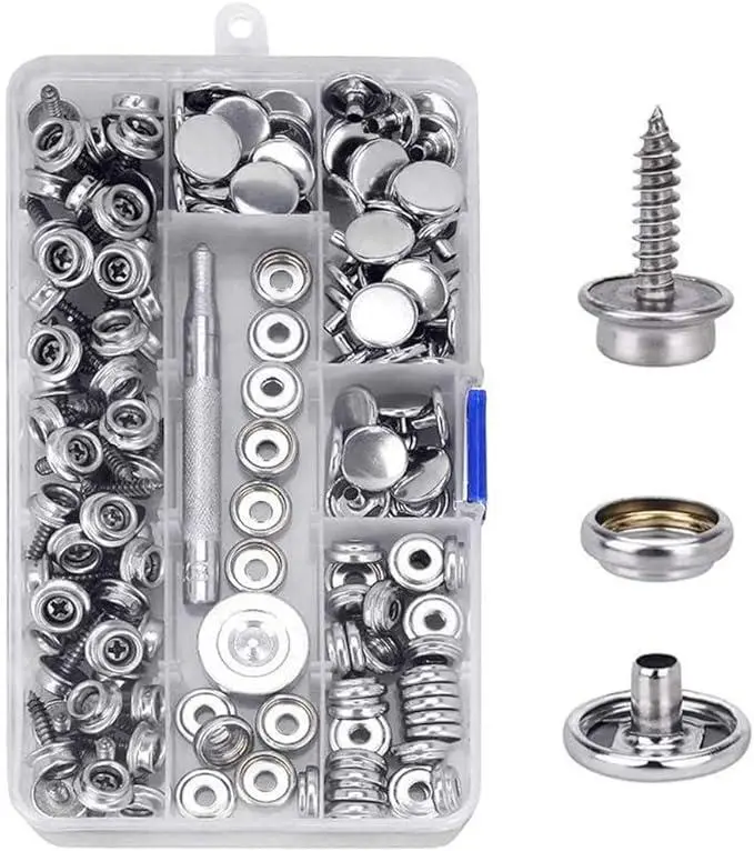 150 Pieces of Canvas Buckle Kit with 2 Tools, Including Marine Grade Stainless Steel Buckles, Screw Buckles, Boat Cover Buckles, and Buckle Kits with Boat Cover Furniture Setting Tools, Textiles & Soft Furnishings