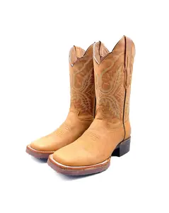 Cowboy Boot Light Brown Leather Rubber Sole