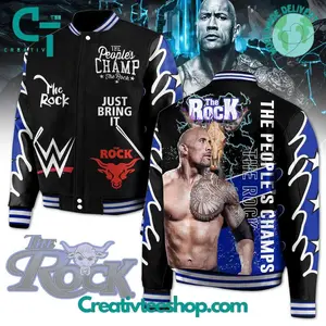 The Rock WWE Varsity Jacket Wrestling Fans, Retro Sports Streetwear, Vintage Baseball Jacket, Trendy Oversized Gift