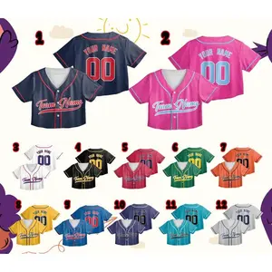 Custom Name Cropped Baseball Jersey Womenswear, Custom Crop Top Baseball Jersey Game Day Outfits. Coquette Y2K Baddie Outfit Streetwear