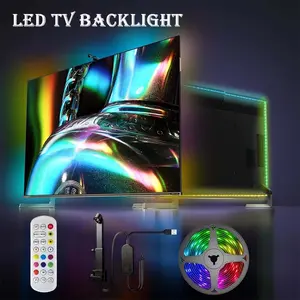 1pc LED Rgbic TV Backlight Strip with Ar Color Sensor, 300cm-500cm for 35-80 Inch Monitors, 24 Key Remote Control, USB Powered for Game Rooms, Bedrooms and Living Rooms