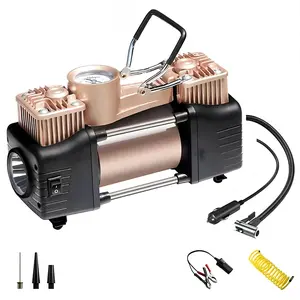 DC 12V Dual Cylinder Air Car Pump with LED Light Portable Car Tyre Pump 150 PSI for Motorcycle Bicycles Bike Balls & Rubber Boats NEW