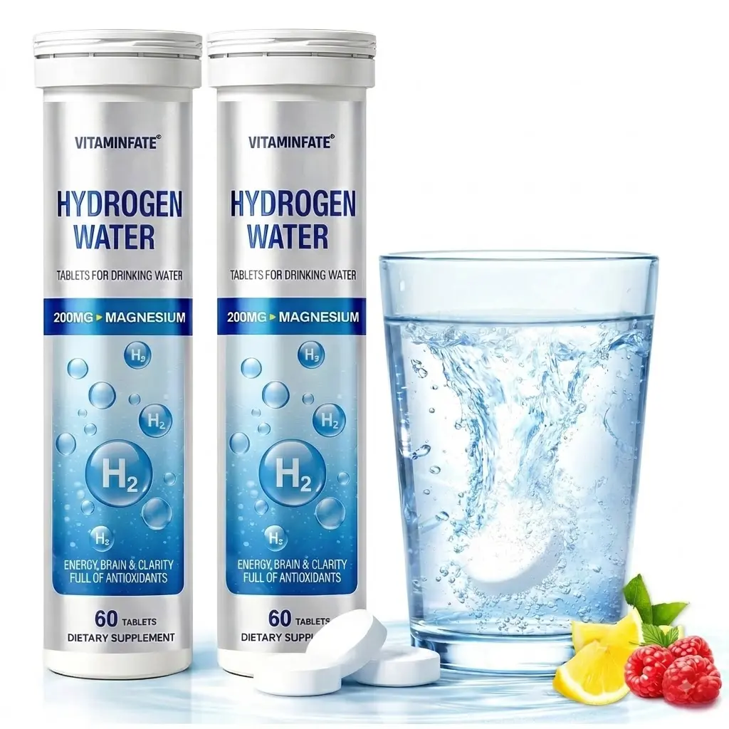 Daily Reset Hydrogen Water Effervescent Tablets - Electrolyte Wellness Supplement, Fast-Dissolve, Great Taste, 120 Count