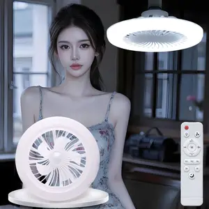 Remote Control LED Ceiling Fan Light, Dimmable & Adjustable Speed, Integrated Lighting & Ventilation, 110-265v for Bedroom, Living Room, Office