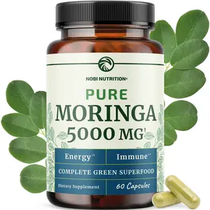 Nobi Nutrition Pure Moringa 5000mg Capsules - Potent Antioxidant Superfood for Energy Immunity & Gut Health Support - 60 Vegetarian Non-GMO Gluten-Free Capsules