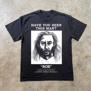 [Sale Up To 40%] TWINS PEAKS BOB POSTER BLACK T-SHIRT, COTTON MADE IN USA