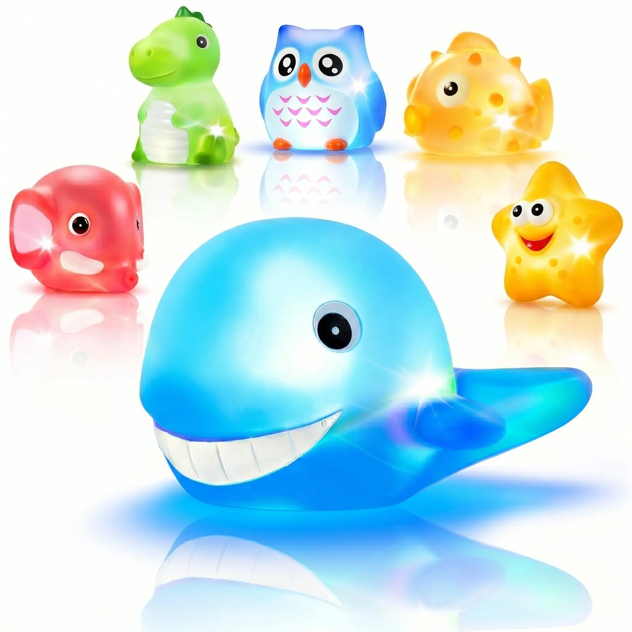 6//12 PCS  Light Up Bath Toy for Toddler , No Hole, Bath Toys for Kids , Make Fun Bath-Time Gifts for Birthdays, Easter. Ideal for Use in The Shower, Bathtub, or Swimming Pool.