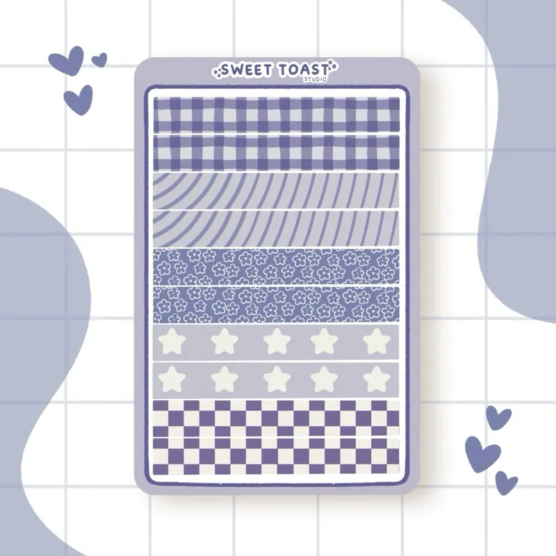 Washi Tape Sticker Sheet | VIOLET DAZE | Journaling, Scrapbooking, Planners, etc