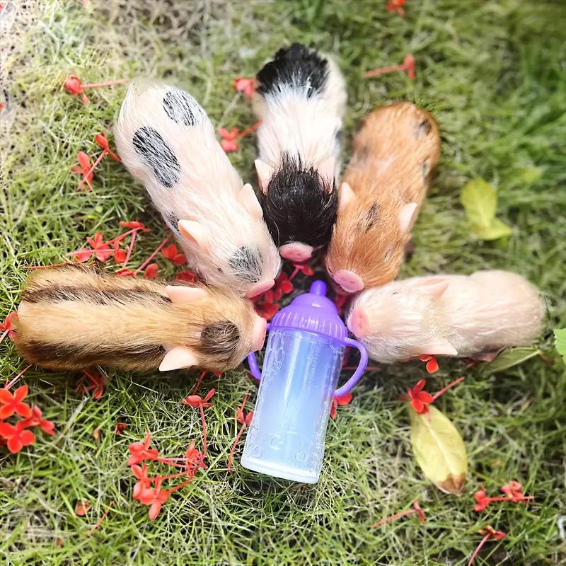 12CM  5 Styles Cute Mini Full Body Silicone Piglet Dolls With 3 Sets Mini Outfits For Each Lovely Piglet Doll Hand-Rooted Hair Waterproof Reborn Dolls For Kids' Toy And Holiday Gift