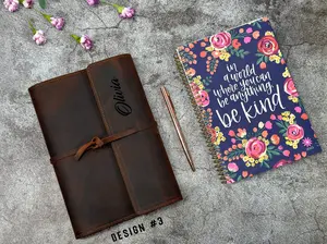 Personalized Refillable Leather Planner Cover with Yearly Planner