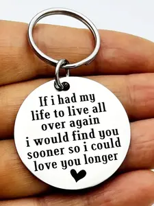 Stainless Steel Keychain, Personalized Letter Designed Hearts Keychain for Men, Boyfriend, Husband, Birthday, Anniversary, Valentine's Day Love Gift