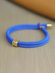 Luxury Stainless Steel Round Ring Nylon Bracelet for Men, Adjustable Handmade Woven Cuff, Casual All-Seasons Fashion Accessory