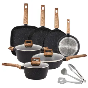 POTS AND PANS SET NONSTICK GRANITE