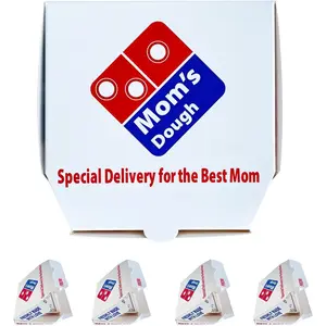 4 Pack Mom's Dough Pizza Style Money Gift Box for Mom Funny Cash Holder Gift Packaging Mini Pizza Box for Folded Cash or Gift Cards Creative Mother's Day Birthday Gift