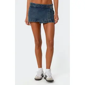 Edikted Women's Asymmetric Denim Wrap Skort - Multicolor