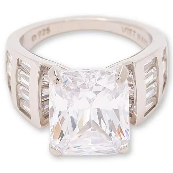 Radiance by Absolute™ 20.30ctw Radiant Solitaire with Baguettes Ring Radiance by Absolute™ 20.30ctw Radiant Solitaire with Baguettes Ring