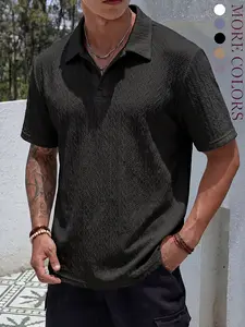 Plus-size men’s Polo shirt set, pack of 3, sizes up to 6XL, textured fabric, buttoned collar, suitable for street and office wear, breathable solid-color Polo shirts with turn-down collars, S size multi-pack Polo shirts, versatile fit.