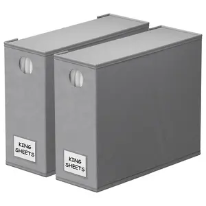 SpaceAid 2 Pack Foldable Sheet Organizer for Linen Closet, Gray
